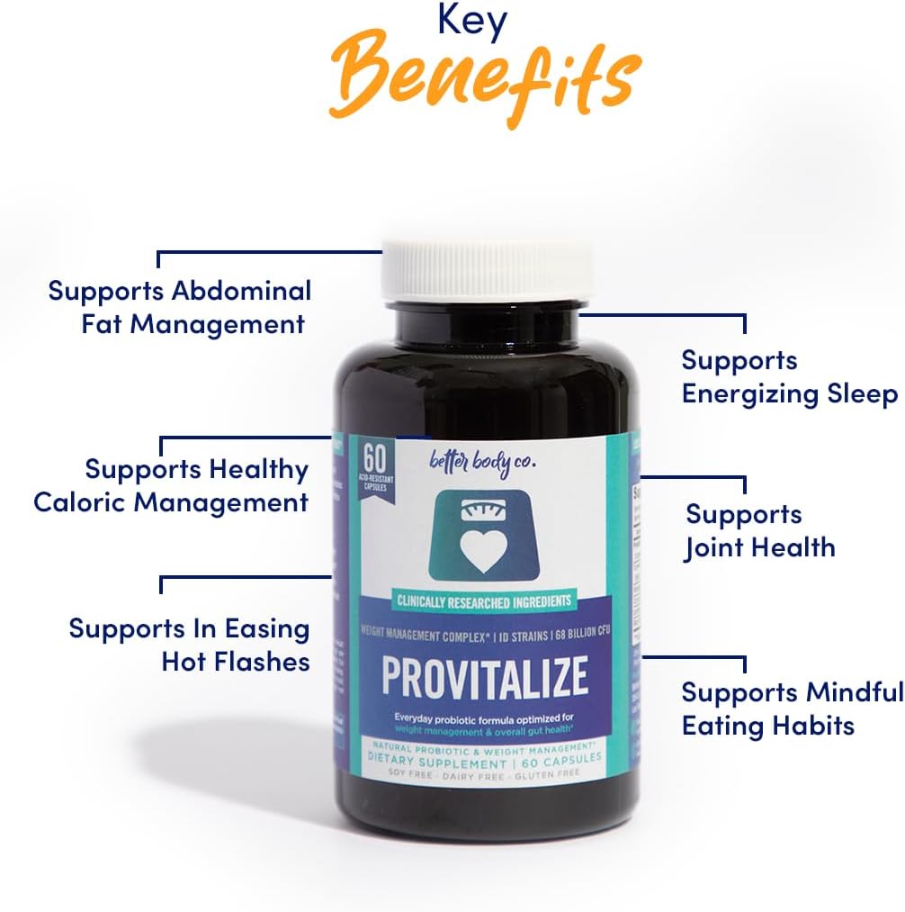 Better Body Co. Original Provitalize | Natural Menopause Probiotics for Weight Gain, Hot Flashes, Night Sweats, Low Energy, Mood Swings, Gut Health. Unique Probiotics Formula