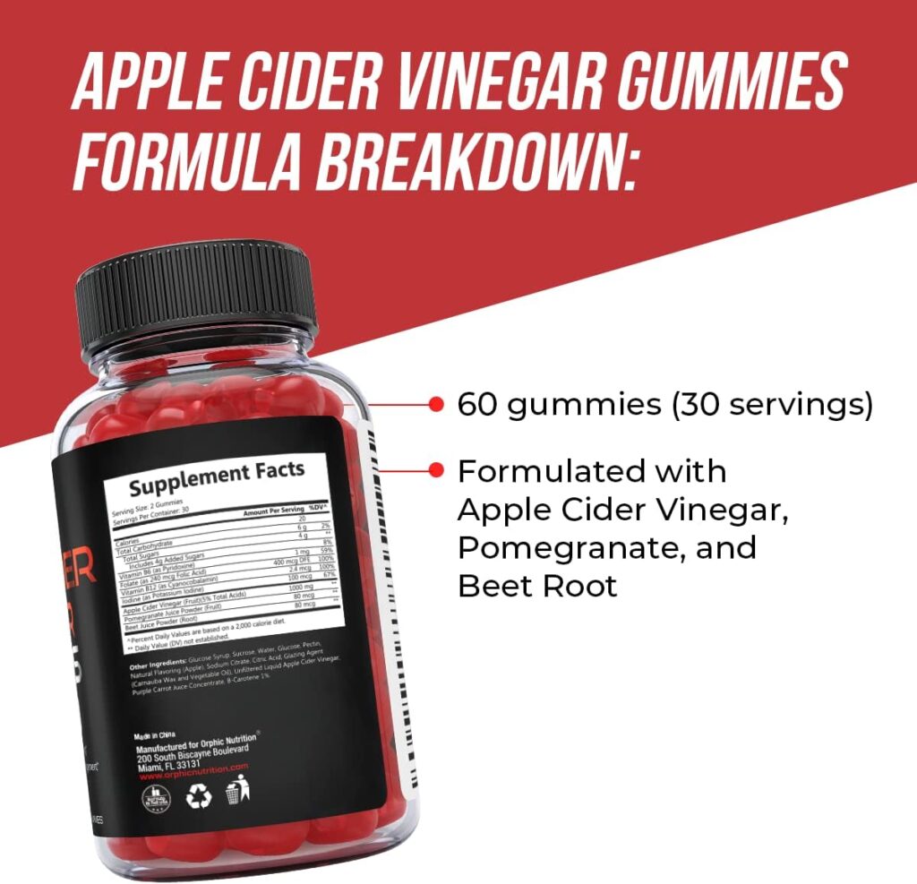 Apple Cider Vinegar Gummies - 1000mg -Formulated to Support Weight Loss Efforts, Normal Energy Levels  Gut Health* - Supports Digestion, Detox  Cleansing* - ACV Gummies W/VIT B12, Beetroot