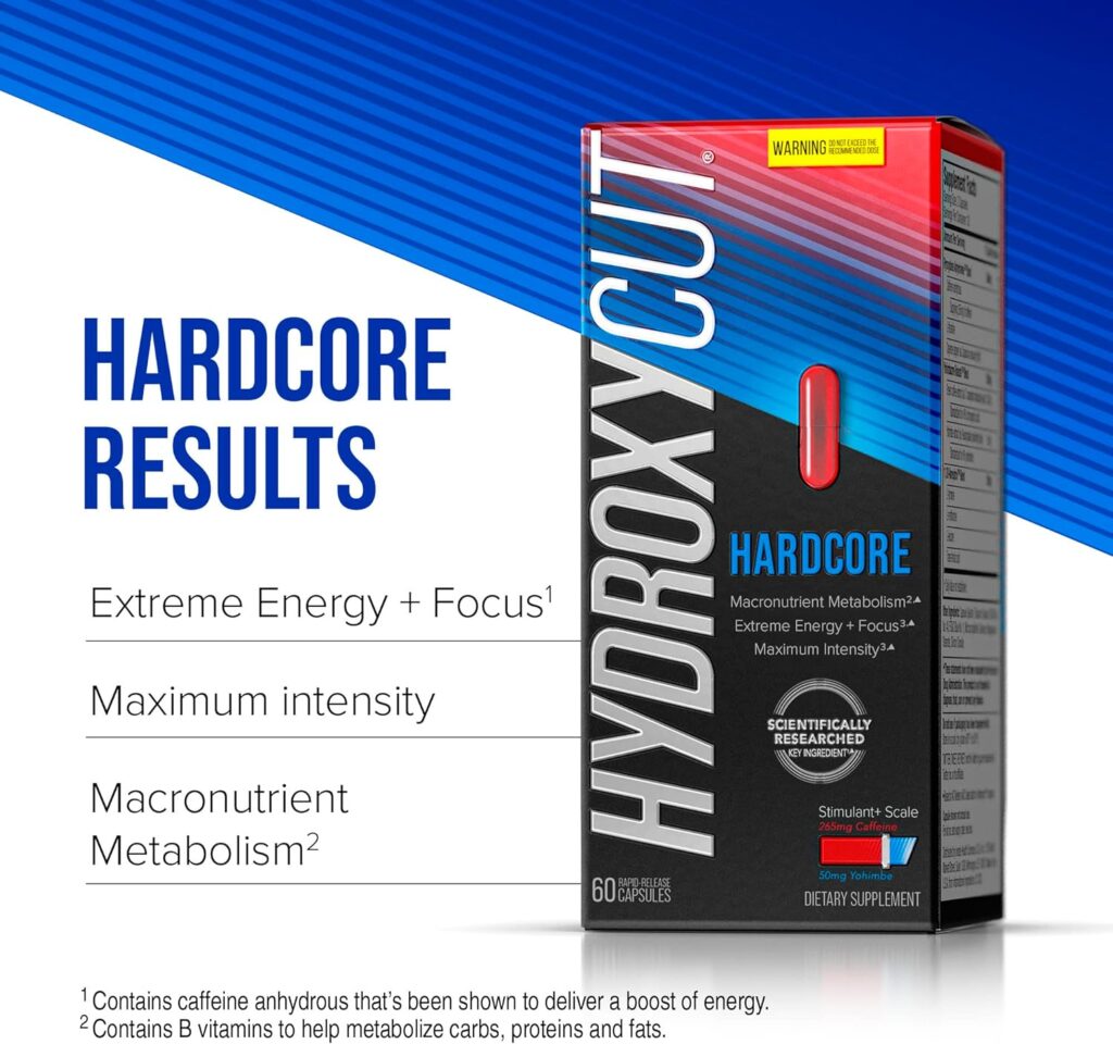 Hydroxycut Weight Loss Pills for Women  Men, Hardcore Weight Loss  Energy Pills to Lose Weight, Metabolism Booster Supplements for Weight Loss, 60 Pills