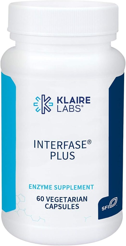 Klaire Labs Interfase Plus - Enzyme Combination to Disrupt biofilm Matrix + EDTA - Gastrointestinal System, Gut Flora, Biofilm  Detox Support (60 Capsules)