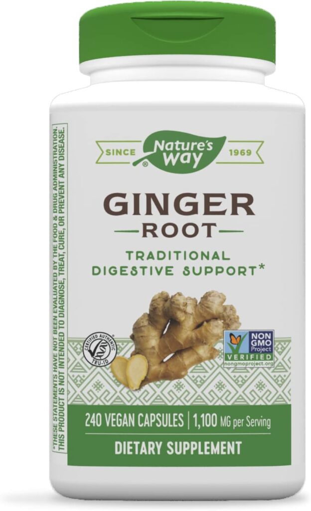 Natures Way Ginger Root, Traditional Digestive Support*, 1,100 mg, 240 Vegan Capsules