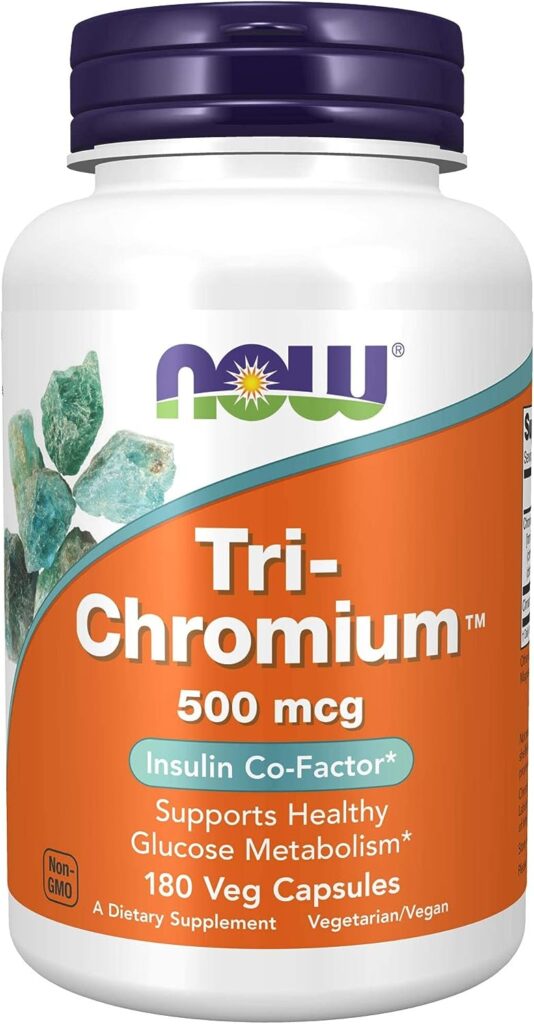 NOW Supplements, Tri-Chromium™ 500 mcg with Cinnamon, Insulin Co-Factor*, 180 Veg Capsules