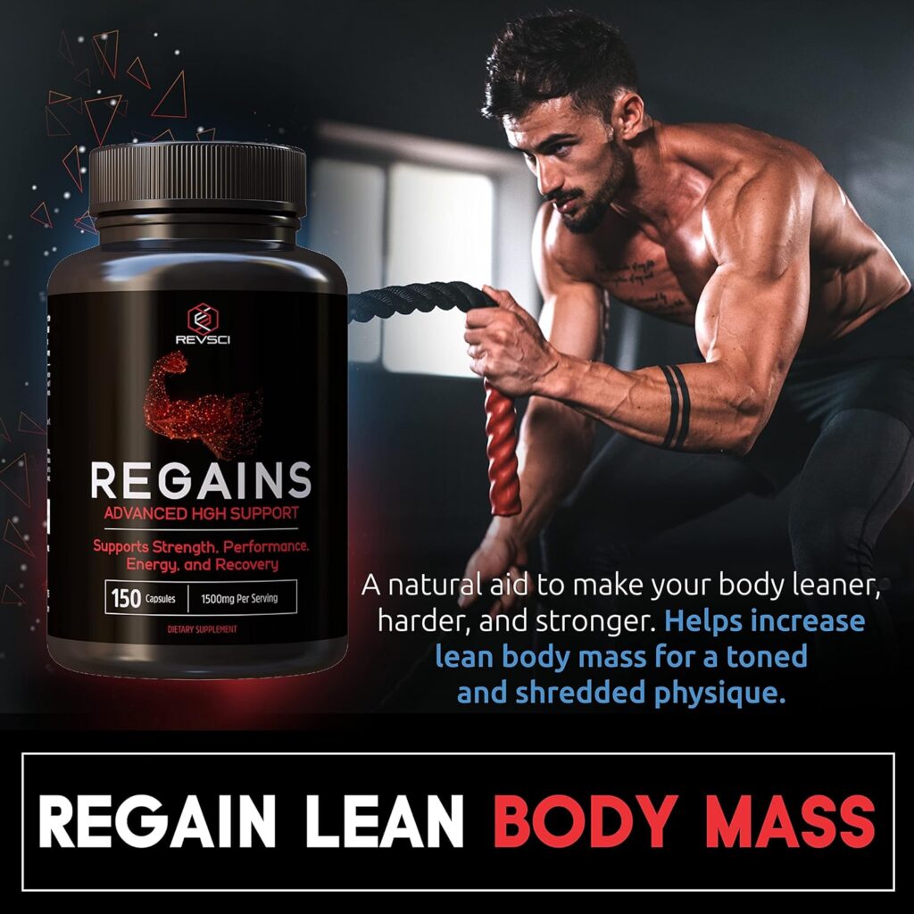 Regains HGH Supplements for Men  Women - Natural GH Boost, HGH Human Growth Hormone Supplements for Men, Anabolic Muscle Builder for Men, Muscle Growth Growth Hormone for Men, 150 Protein Pills