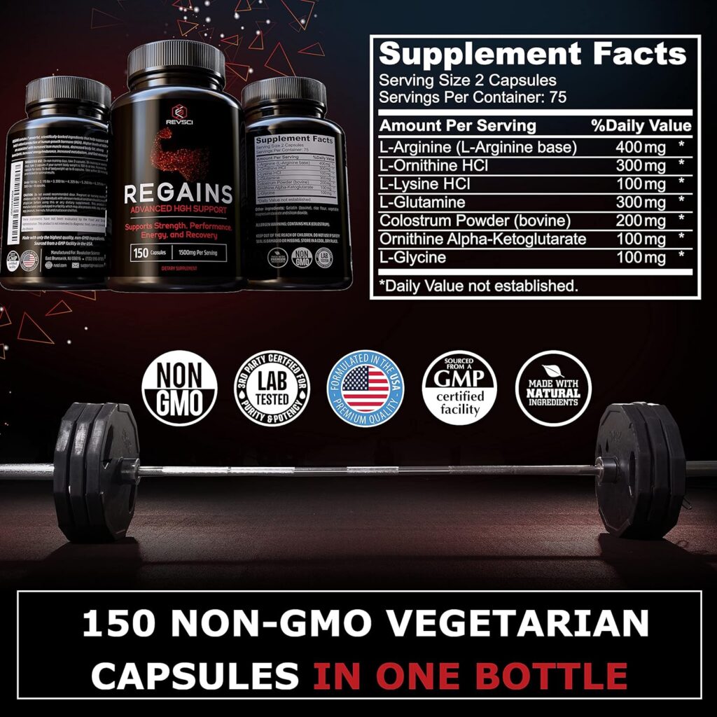 Regains HGH Supplements for Men  Women - Natural GH Boost, HGH Human Growth Hormone Supplements for Men, Anabolic Muscle Builder for Men, Muscle Growth Growth Hormone for Men, 150 Protein Pills