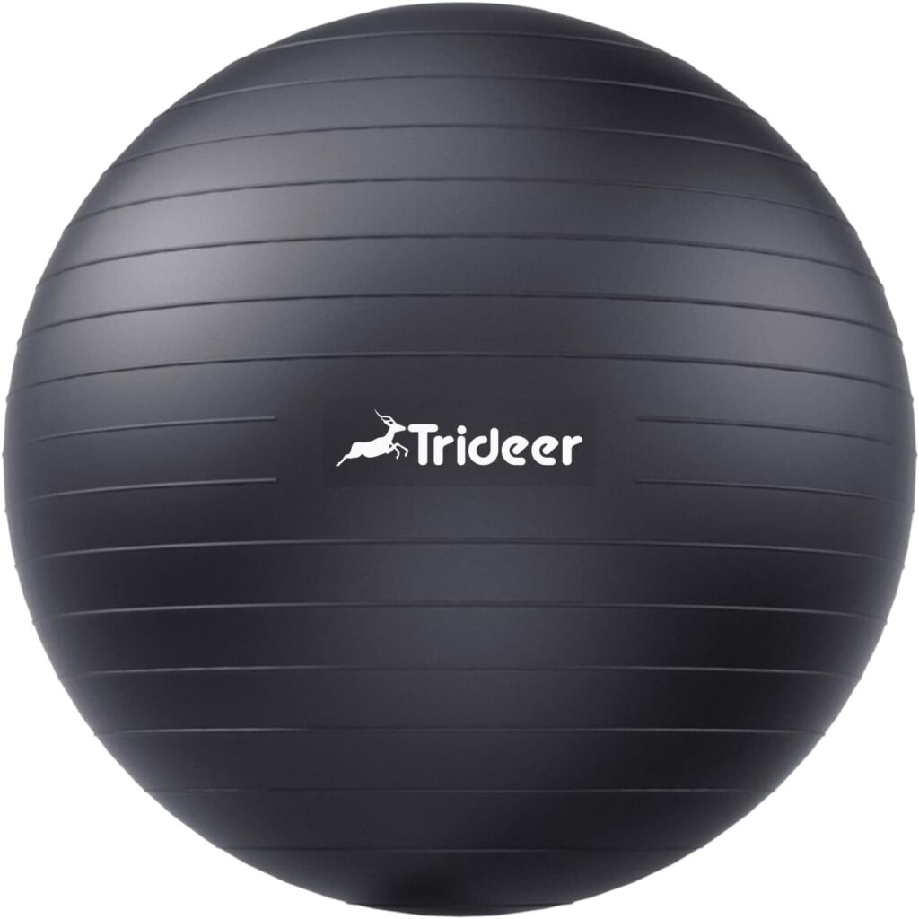 Trideer Extra Thick Yoga Ball Exercise Ball, 5 Sizes Ball Chair, Heavy Duty Swiss Ball for Balance, Stability, Pregnancy, Physical Therapy, Quick Pump Included