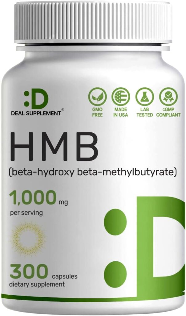 Ultra Strength HMB Supplements 1000mg Per Serving, 300 Capsules | Third Party Tested | Supports Muscle Growth, Retention  Lean Muscle Mass | Fast Workout Recovery