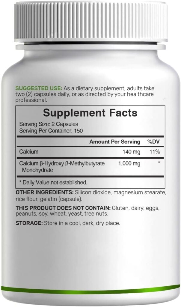 Ultra Strength HMB Supplements 1000mg Per Serving, 300 Capsules | Third Party Tested | Supports Muscle Growth, Retention  Lean Muscle Mass | Fast Workout Recovery