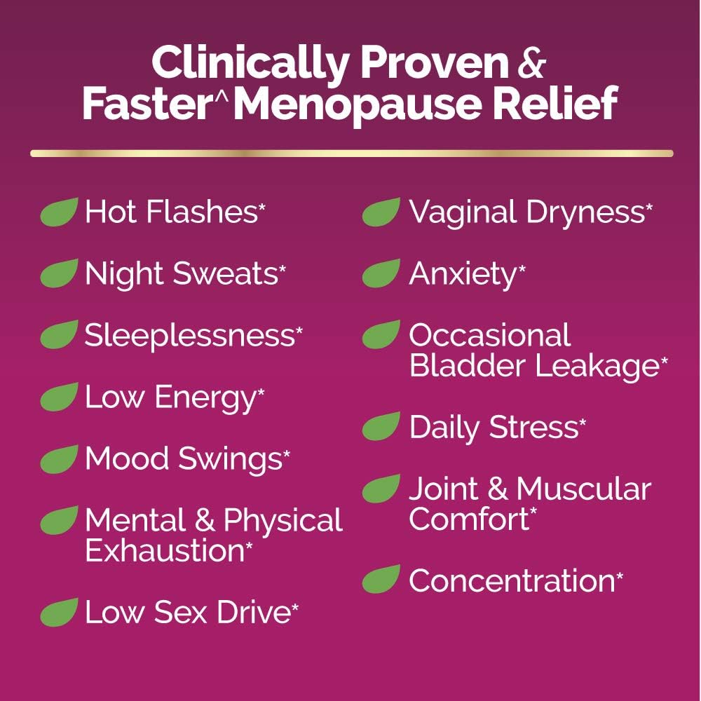 Estroven Complete Multi-Symptom Menopause Supplement for Women, 28 Ct., Clinically Proven Ingredient Provide Menopause Relief  Night Sweats  Hot Flash Relief, Drug-Free  Non-GMO