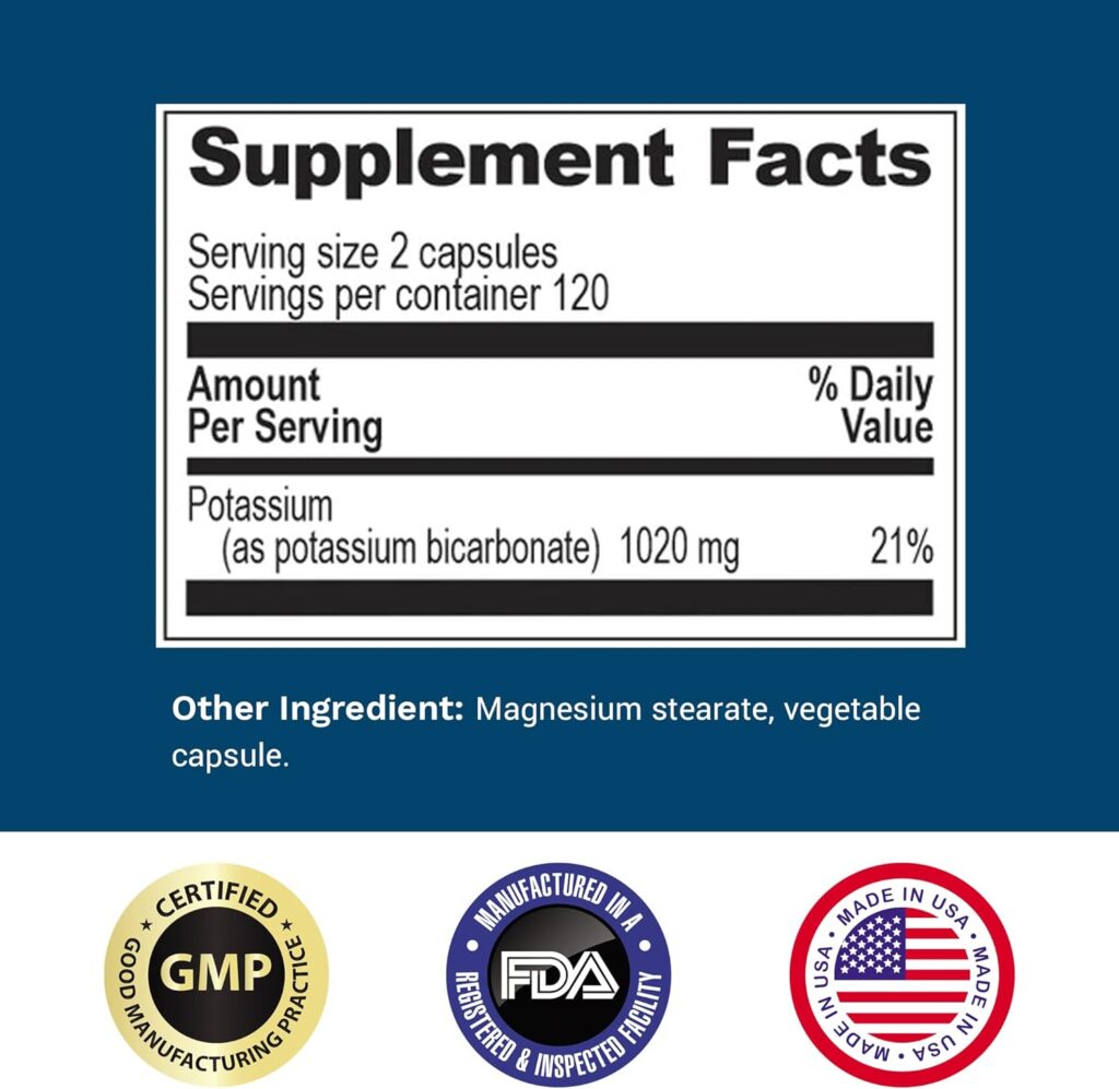 Life Enhancement Potassium Supplement, 1020 mg,120 Servings, 240 caps